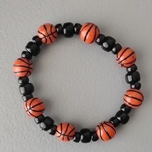 Kids Basketball Bead Bracelet - Orange and Black